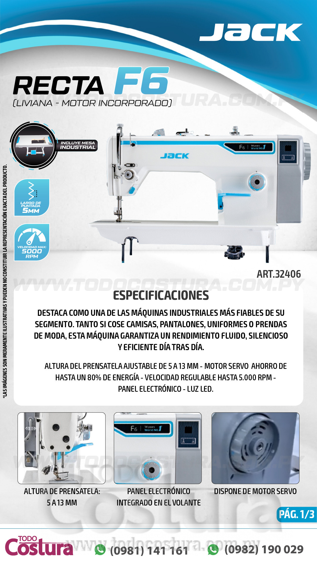 RECTA (LIVIANA) JACK F6 (MOTOR INCORPORADO)